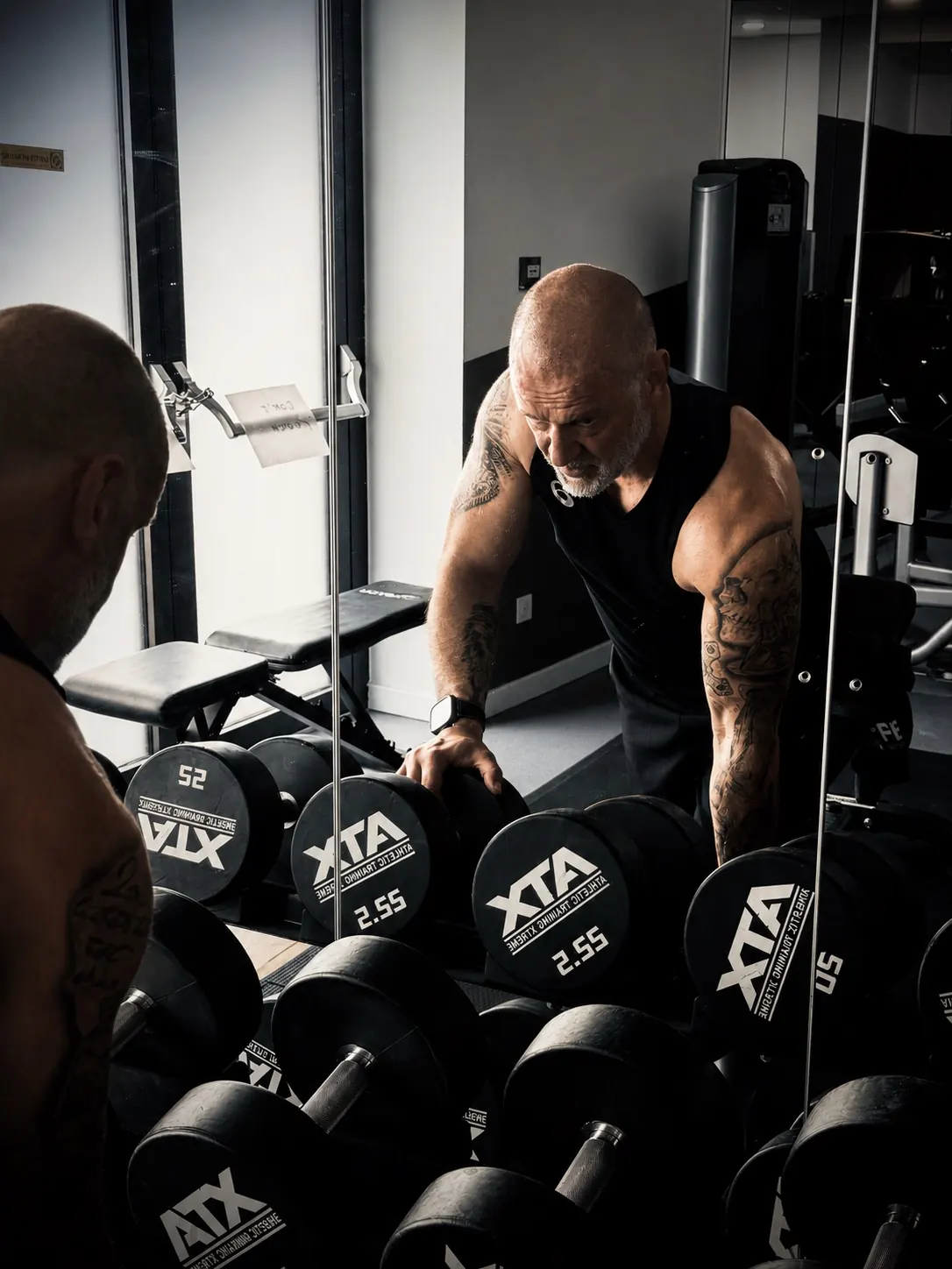Fabrice Rialti à l’entraînement en salle de musculation
